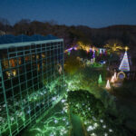 Aerial view of the State Botanical Gardens’ Winter Wonderlights holiday light show.
